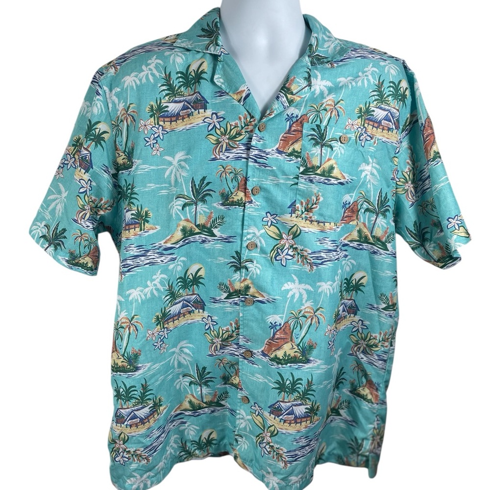 Uzzi Amphibous Men's Aloha Tropical‎ print Camp Shirt, Medium
